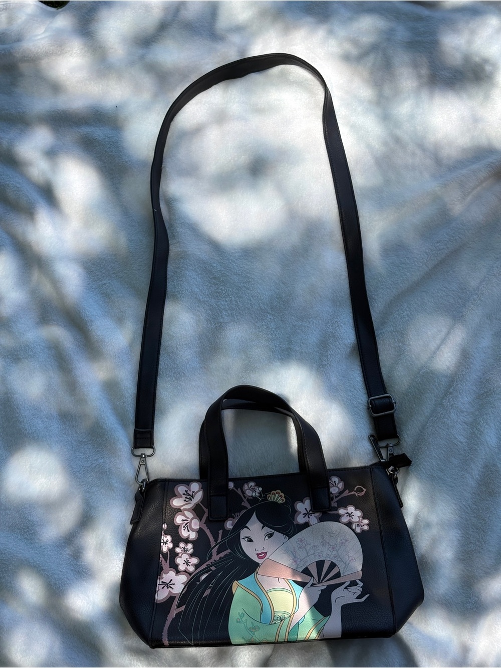 Disney Princess Mulan Black Floral Crossbody Satchel